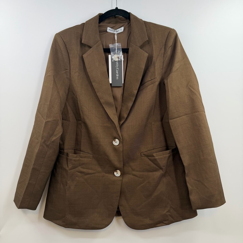 PrettyGarden Blazer Womens M Brown NWT Tailored Business Career Work Jacket